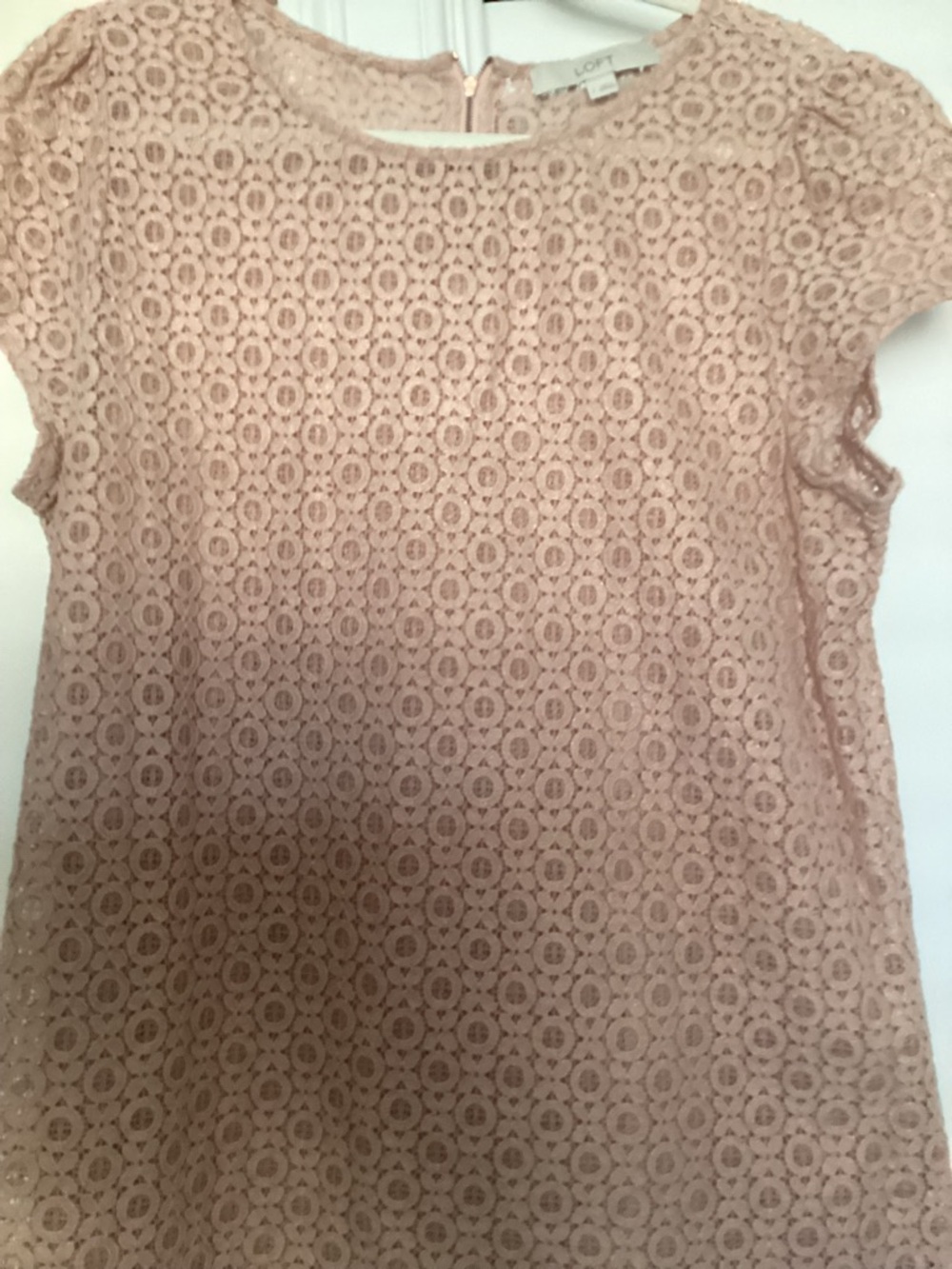 LOFT Dusty Rose Lace Cap-Sleeve Blouse - Picture 2 of 7